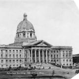 Historical photograph of the Alberta Legislature taken in 1913.
